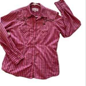 Women Panhandle Slim Western Embellished Pearl Snap  Shirt M
